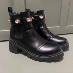 Black Chelsea Boots with optional Rhinestone Embellishments